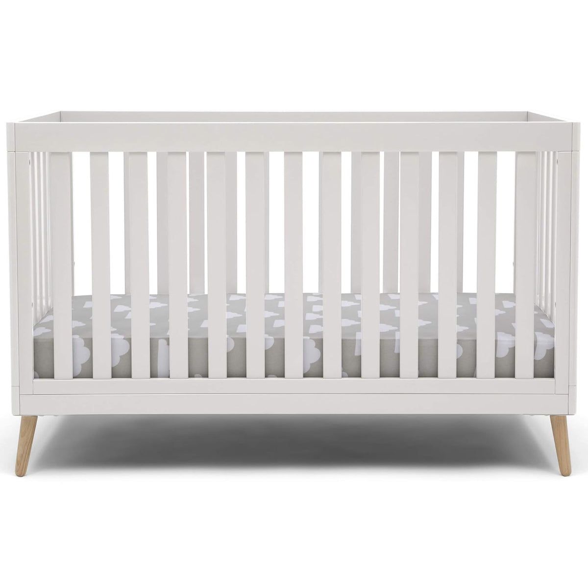4-in-1 Convertible Baby Crib, Bianca White with Natural Legs X208
