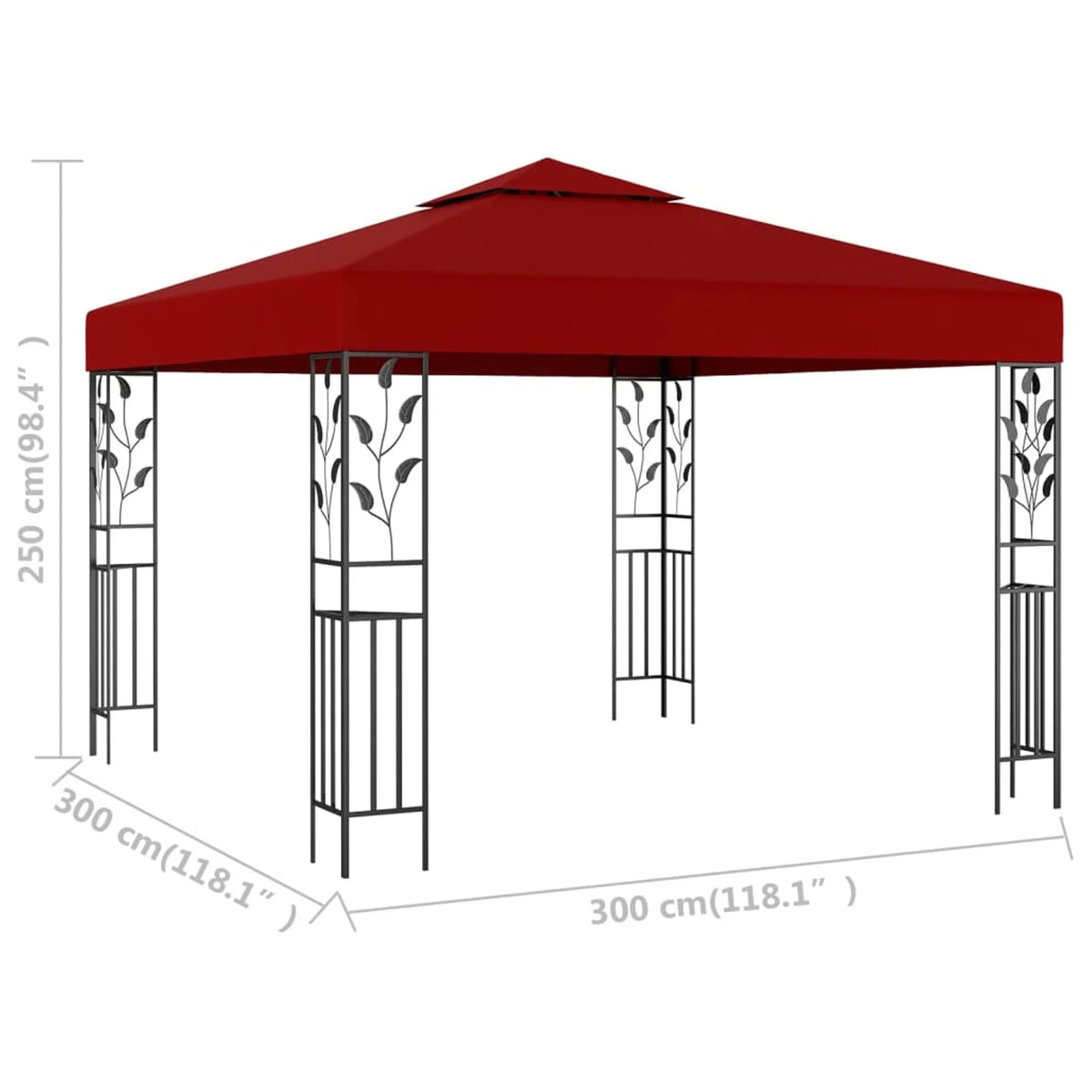 Steel Frame Gazebo Canopy Tent Sun Shelter Wine Red 118.1 x 118.1 x 98.4 Inches Q6201