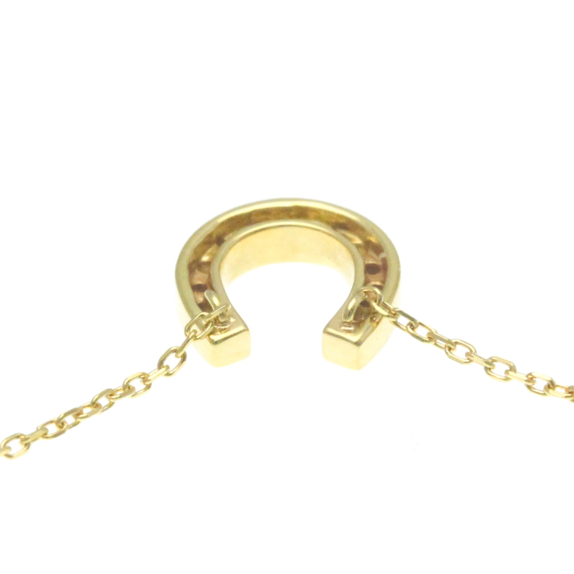 18K Yellow Gold Horseshoe Diamond Pendant Necklace Z160