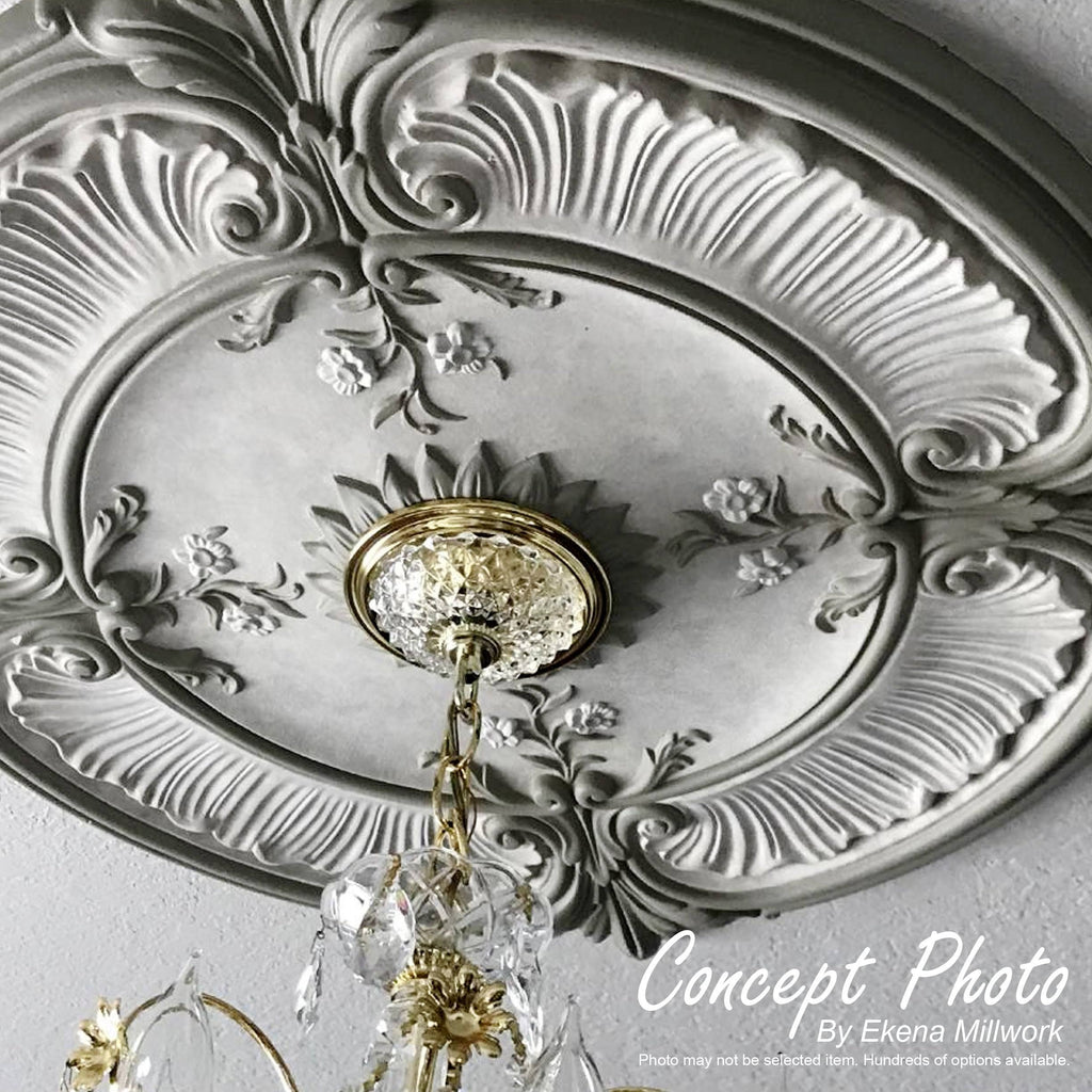 27x22OD x 2 1/2x22P Ceiling Medallion, Hand-Painted Frost W786676
