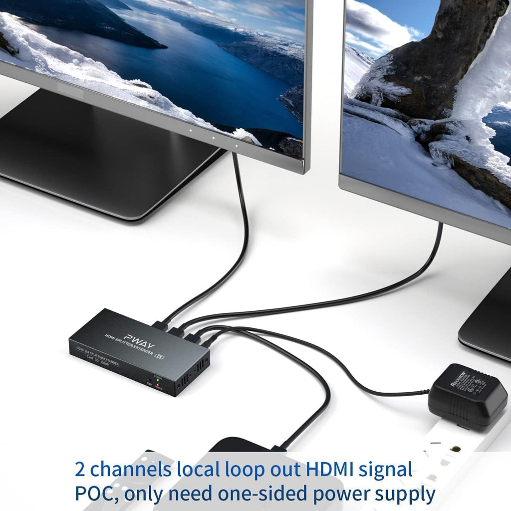 HDMI Extender Splitter 1x2 4K 30Hz Over Ethernet Cable 70m Y47952