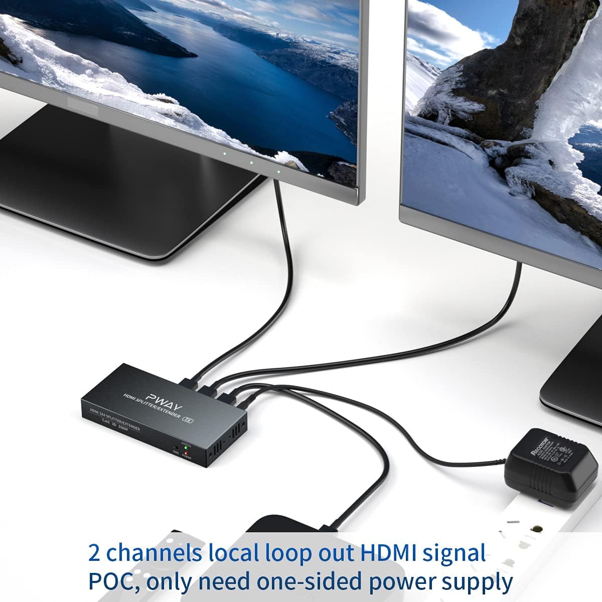 HDMI Extender Splitter 1x2 4K 30Hz Over Ethernet Cable 70m Y47952
