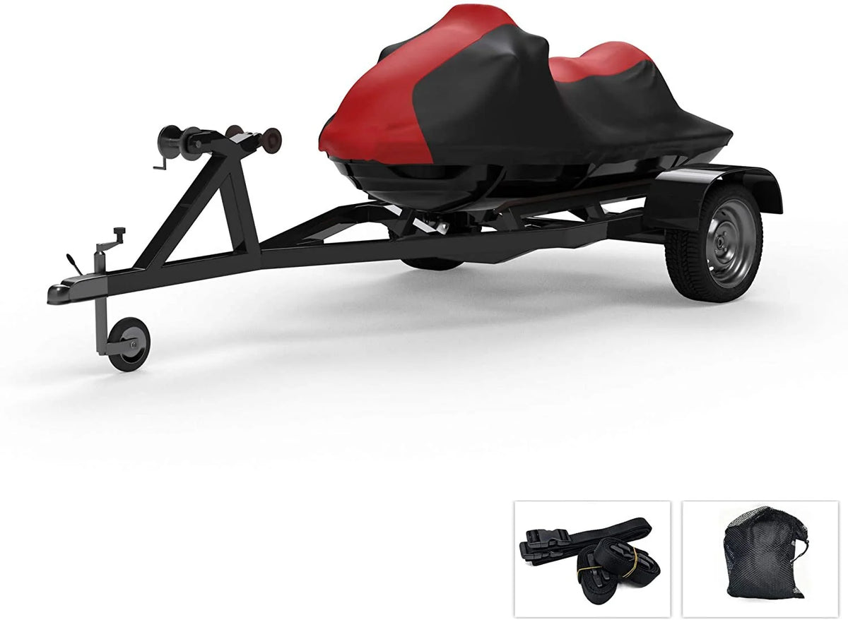 RED/Black Jet Ski Cover with Trailer Straps and Storage Bag I468