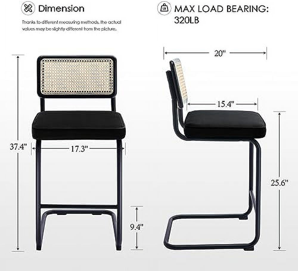 Rattan Counter Height Stools Set of 2 24'' Faux Leather E621