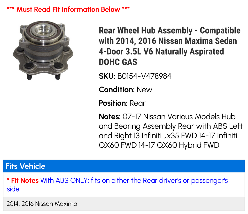 Rear Wheel Hub Assembly X397
