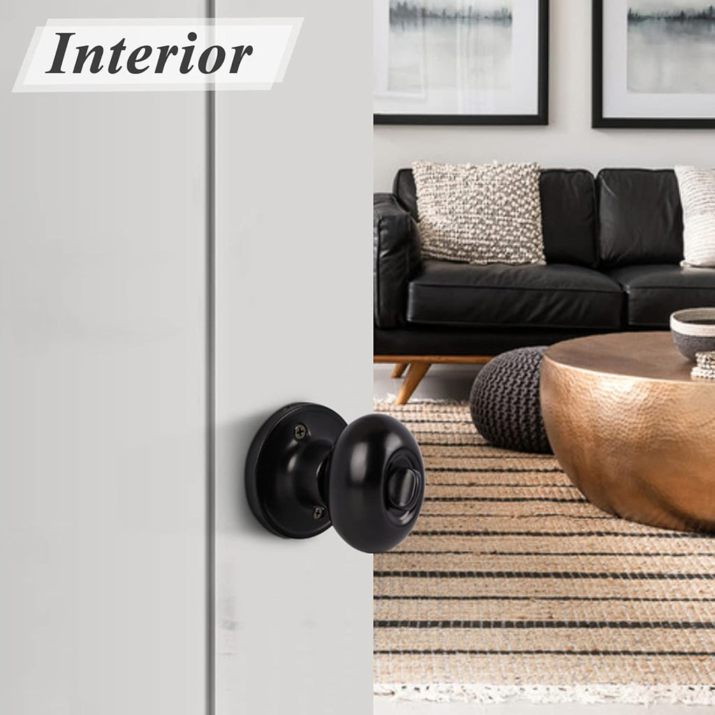 6 Pack Black Oval Privacy Door Knobs P8068