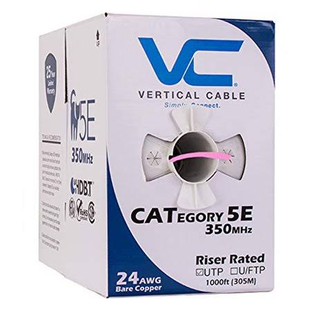 Cat5e 350 MHz UTP 24AWG 8C Solid Bare Copper 1000ft Bulk Ethernet Cable K8654