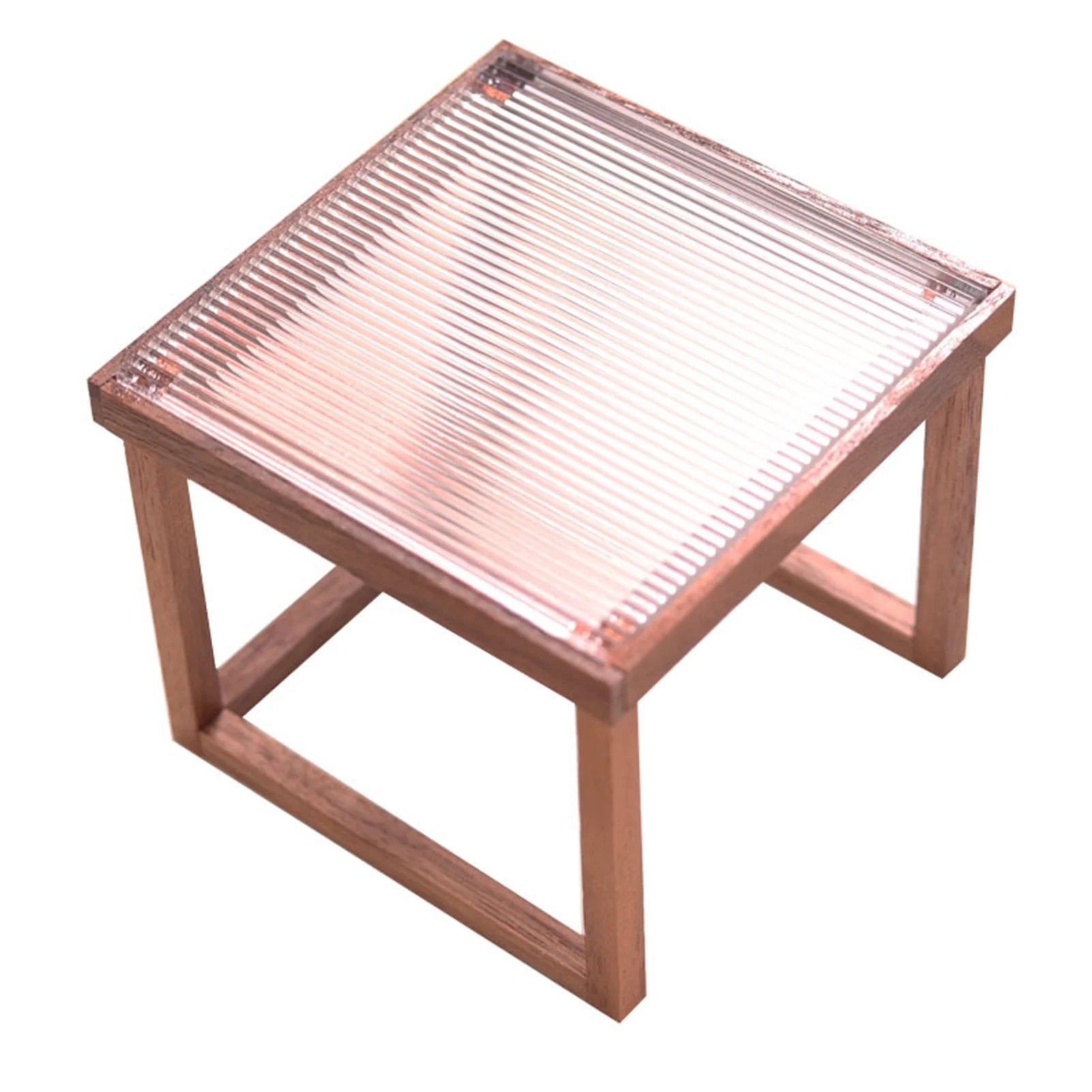 Mini Table Acrylic Black Walnut Wood for 1/12 Doll House T2897