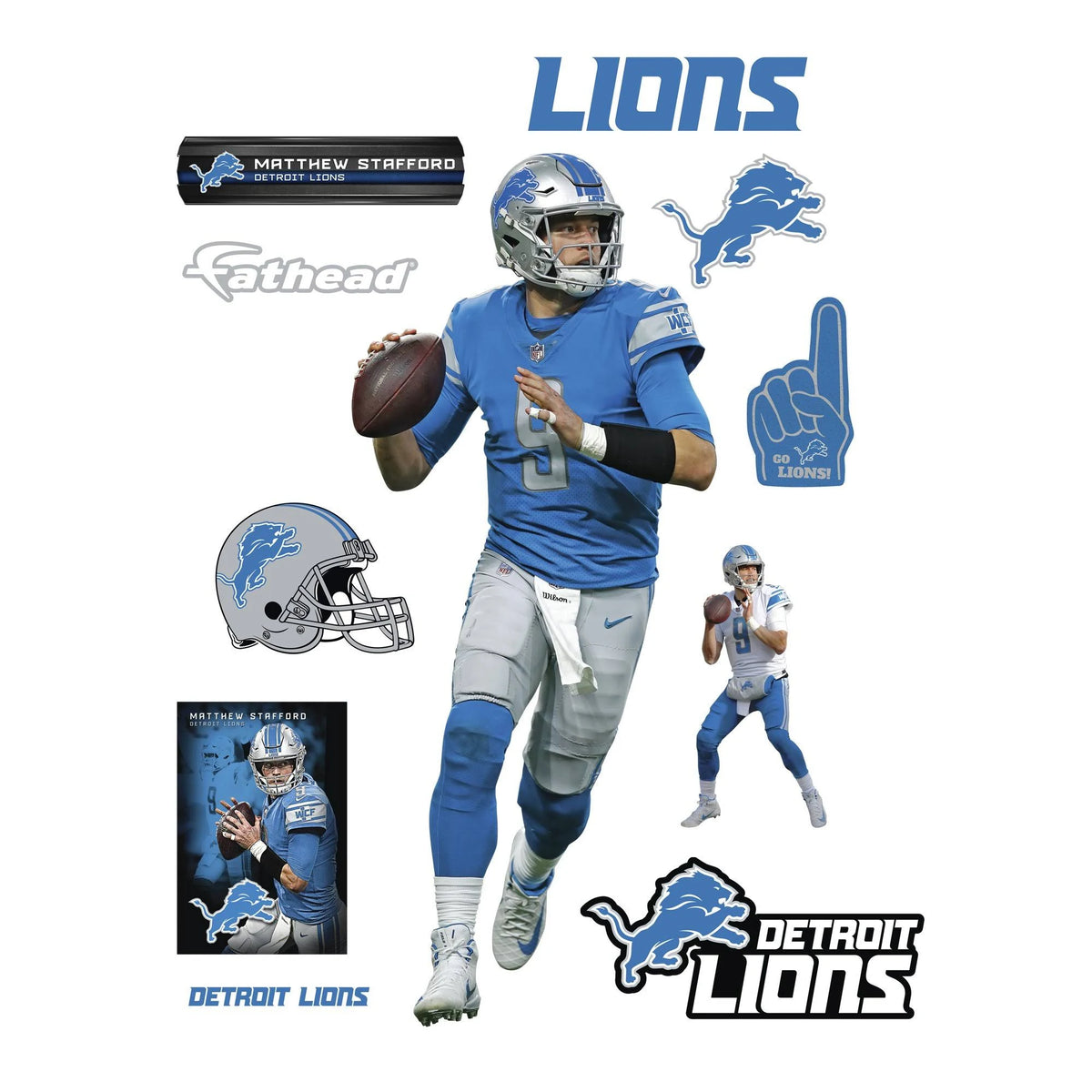 Officially Licensed NFL Removable Wall Decal Giant Athlete + 2 Wall Decals Z13909