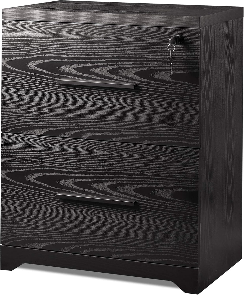 2-Drawer Wood Lateral File Cabinet with Lock, Black L181