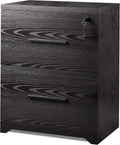 2-Drawer Wood Lateral File Cabinet with Lock, Black L181