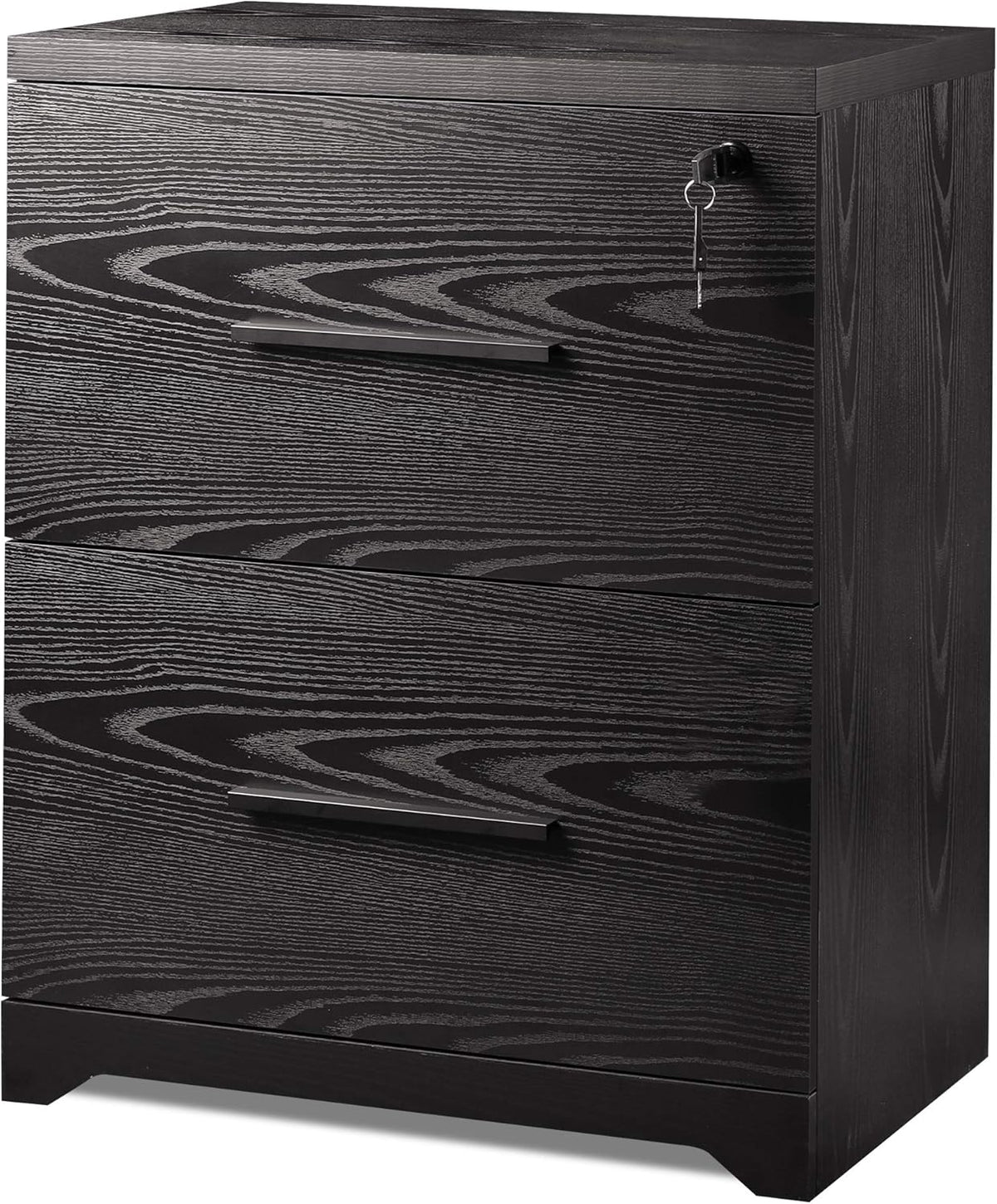 2-Drawer Wood Lateral File Cabinet with Lock, Black L181