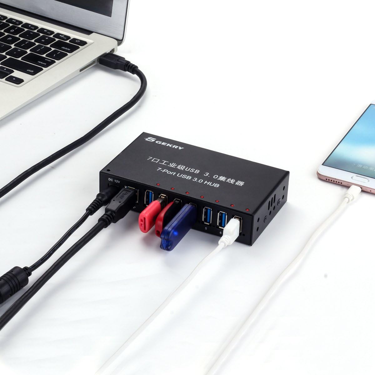 7-Port Powered USB 3.0 Hub with 12V/3A AC Adapter J8825
