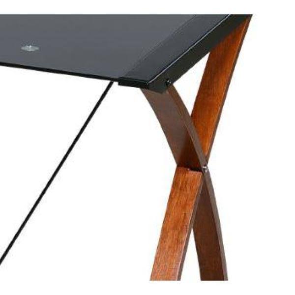 Black Glass and Wood Computer Desk A821133