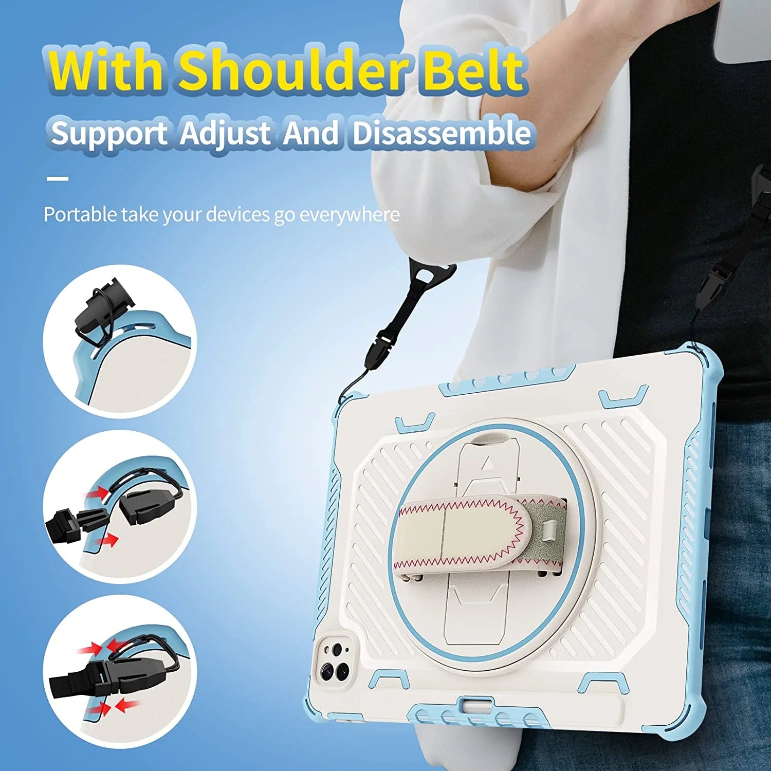 Heavy Duty Protective Cover with Rotating Hand Strap & Stand for Xiaomi Mi Pad 5 Pro 12.4 inch H469282