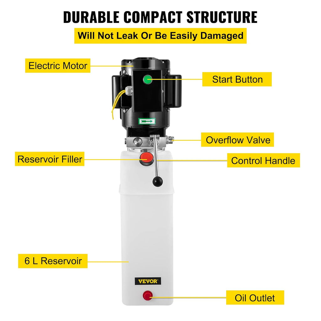 Hydraulic Power Unit 2.2KW 220V 3HP 50HZ 2750 PSI with 6L Plastic Reservoir Z505