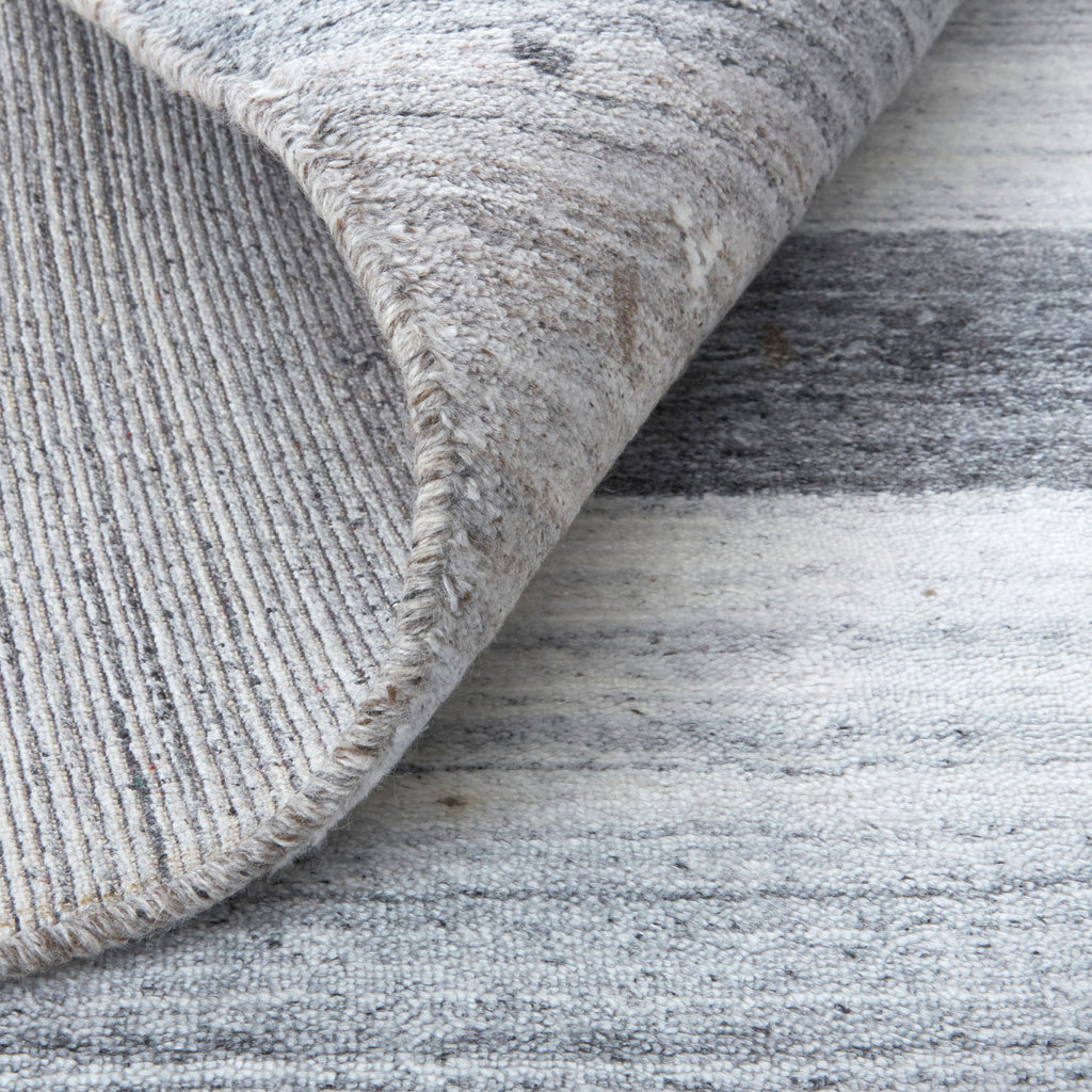 Handmade Stripes Gray Silver Black Area Rug V860