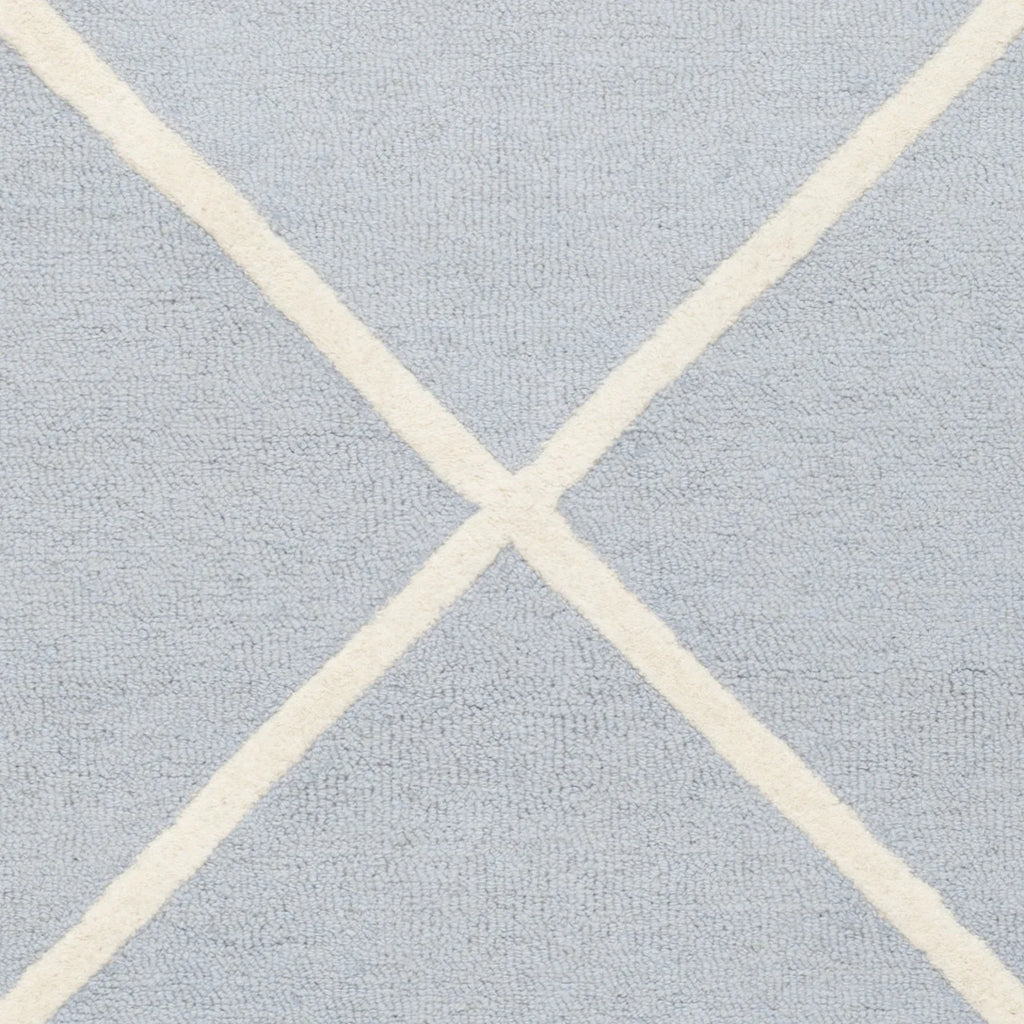 Geometric Diamonds Wool Area Rug, Light Blue/Ivory, 5' x 8' U551186