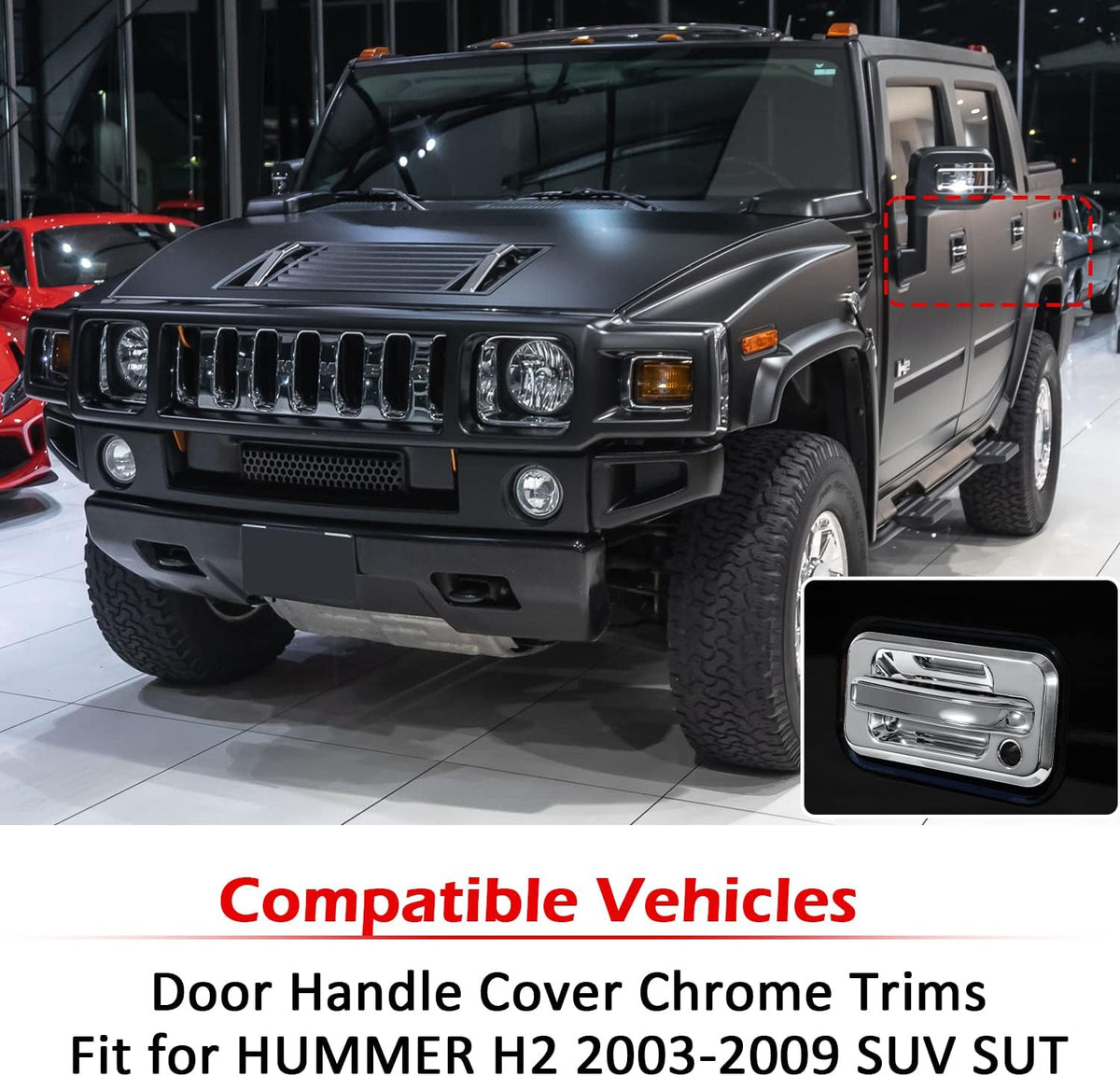 Chrome Door Handle Cover Trims Bezel with Key Hole Pack of 2 C6540