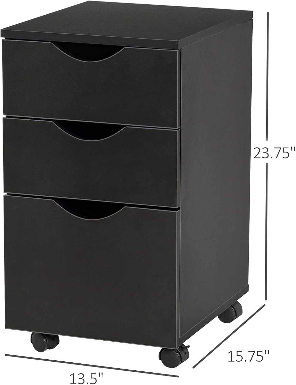 Black 3 Drawer Rolling File Cabinet V56533
