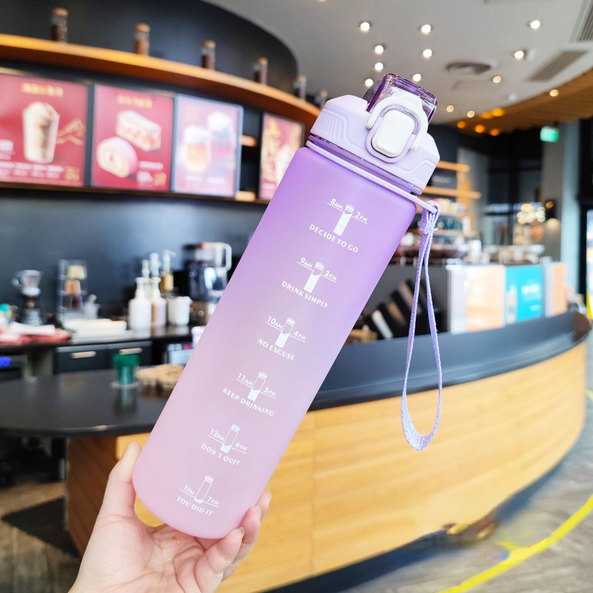 32 oz Water Bottle with Straw & Time Marker O72042