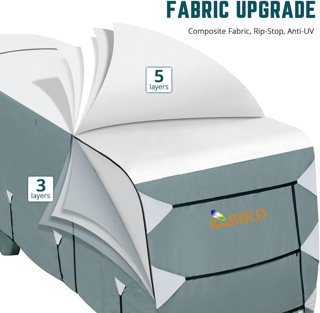 5th Wheel RV Cover with 2Pcs Extra Straps & 4 Tire Covers V3795