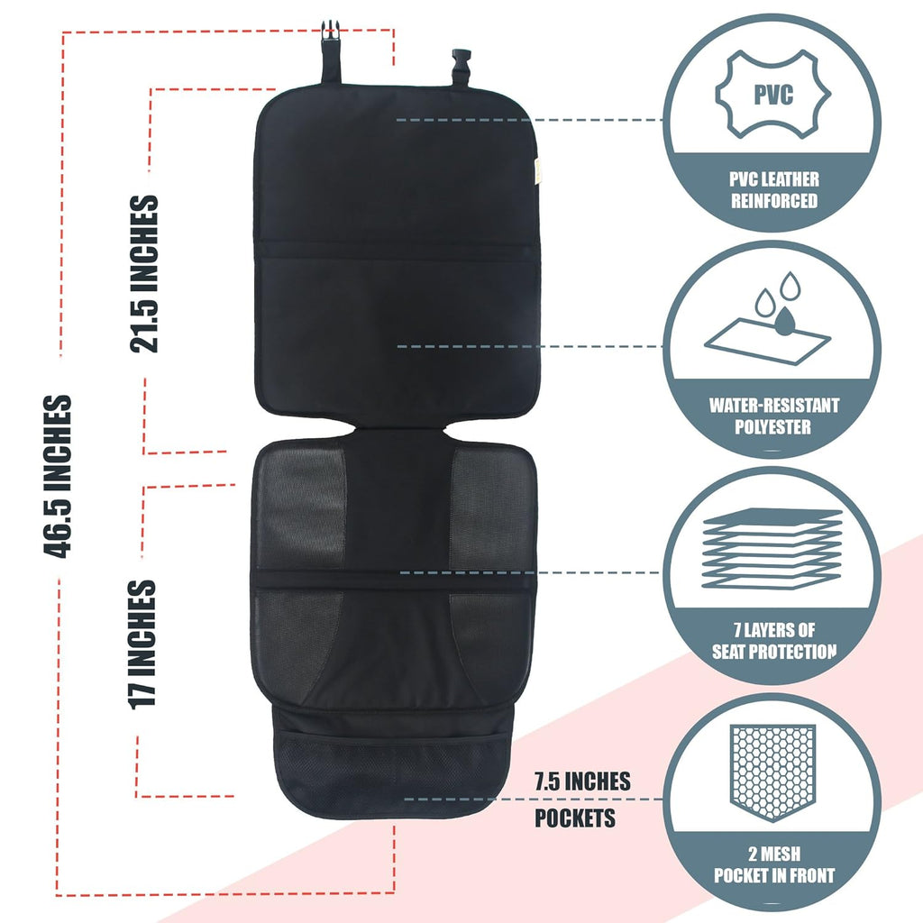Double Baby Car Bundle - Car Seat Protector Cover, Baby Car Mirror, Kick Mat Organizer J57277