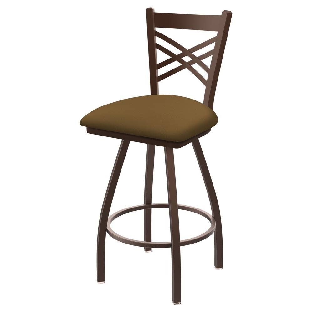 Swivel Counter Stool with Bronze Finish and Saddle Seat I58657