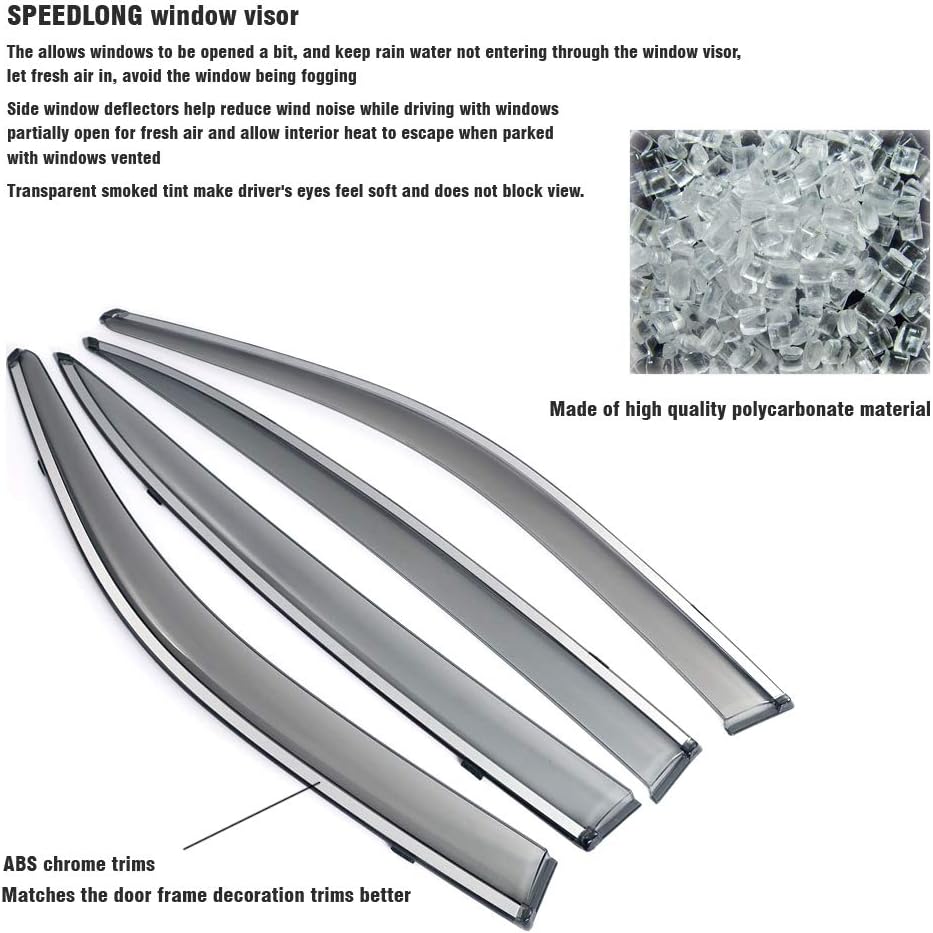 Car Window Visor Vent Shade Deflector Sun/Rain Guards Pack of 2 Q660302