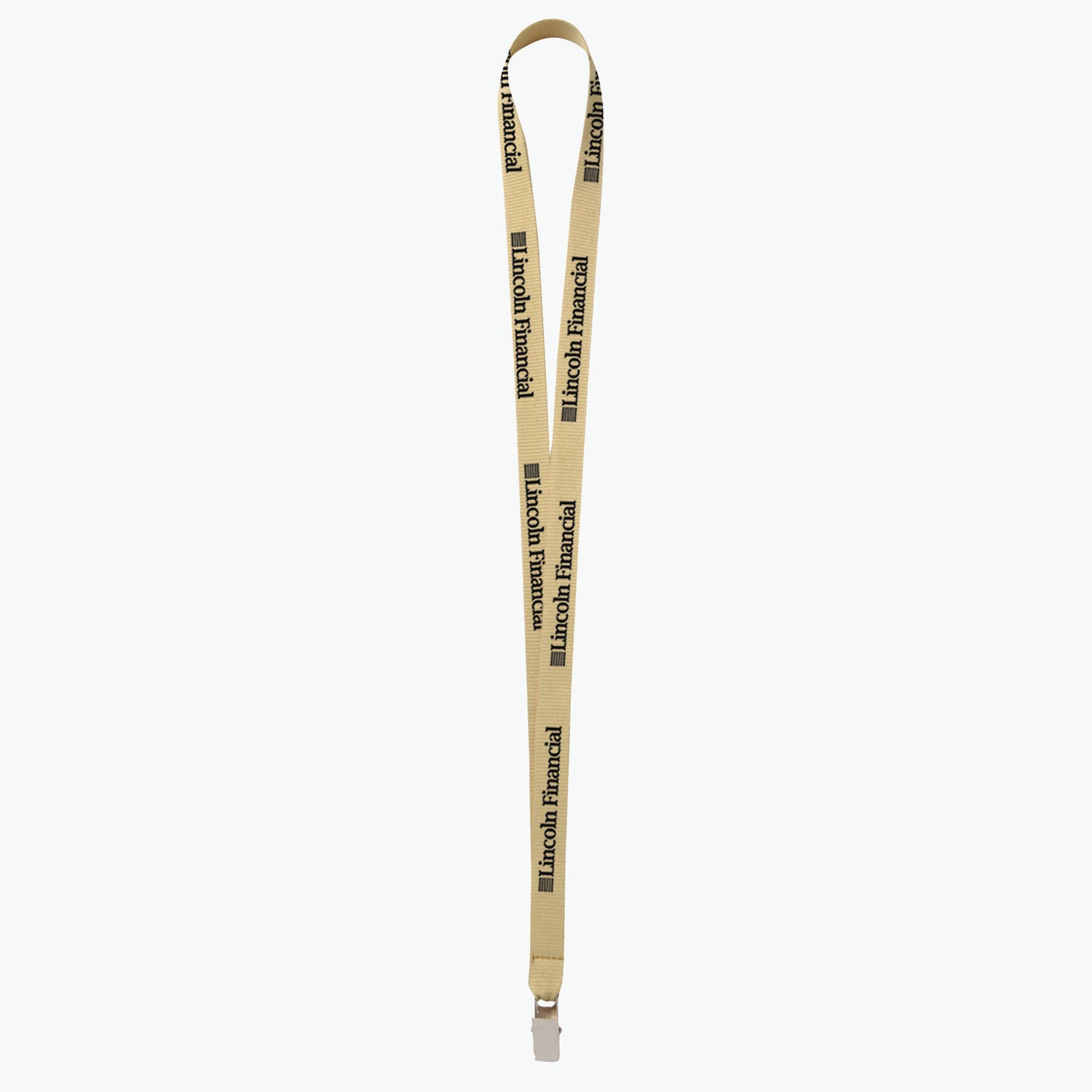 Tan Polyester Lanyard with Bulldog Clip Q658876