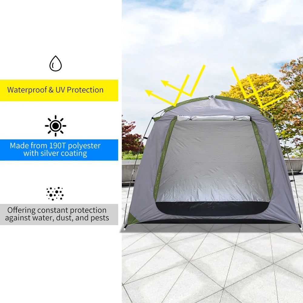 Silver Coated Polyester Waterproof Bike Shelter Storage Shed F877
