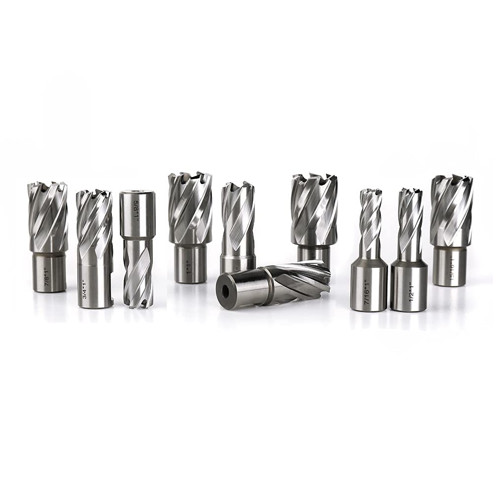 13pcs Annular Cutter Set, 1'' Cutting Depth, 3/4'' Weldon Shank, HSS Mag Drill Bits Kit with 2 pcs Pilot Pin L757