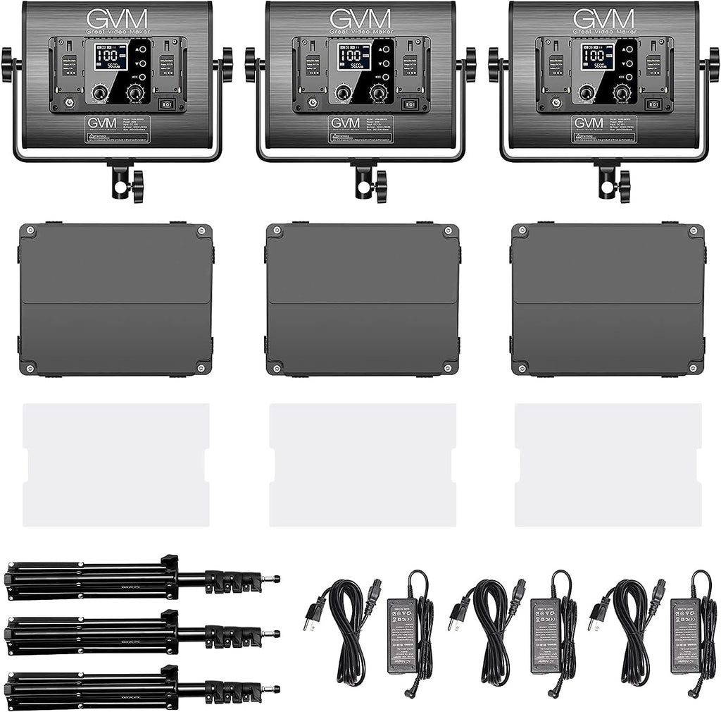 RGB LED Video Light 3 Packs Dimmable LED Panel with LCD Screen J499251