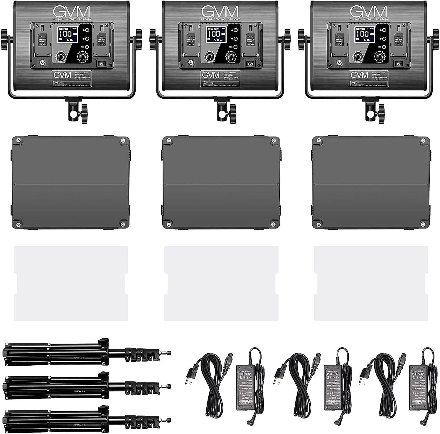 RGB LED Video Light 3 Packs Dimmable LED Panel with LCD Screen J499251