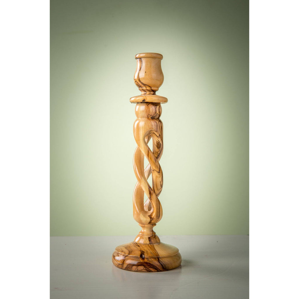 Olive Wood Winding Candle Holder I945