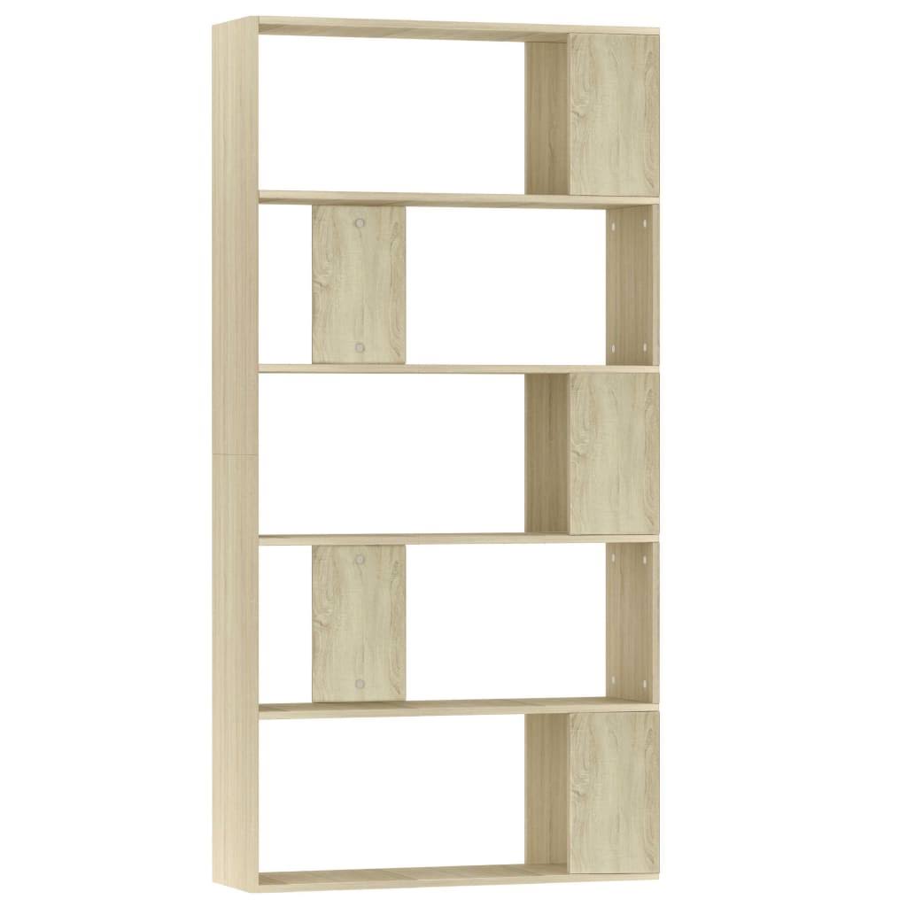 White and Sonoma Oak Book Cabinet Room Divider Chipboard F760686