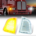 Front LED Turn Signal and Parking Lights Assembly for Kenworth T600 T660 K300 T300 T330, Amber and White, LH & RH, Clear Lens U2617