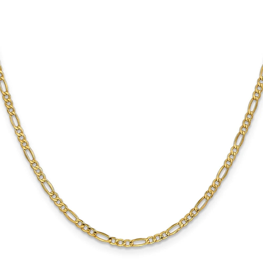 14K 26 inch 2.5mm Semi-Solid Figaro Chain with Lobster Clasp X4096