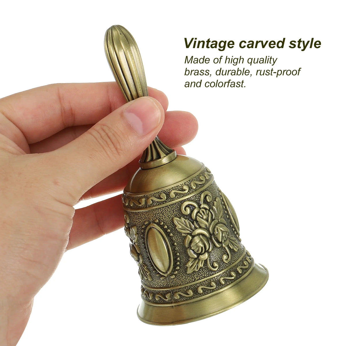 Vintage Carved Metal Dinner Bell, 2pcs, Bronze/Silver N21894