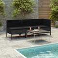 3 Piece Poly Rattan Outdoor Sectional Sofa Set with Cushions Steel Frame D197819