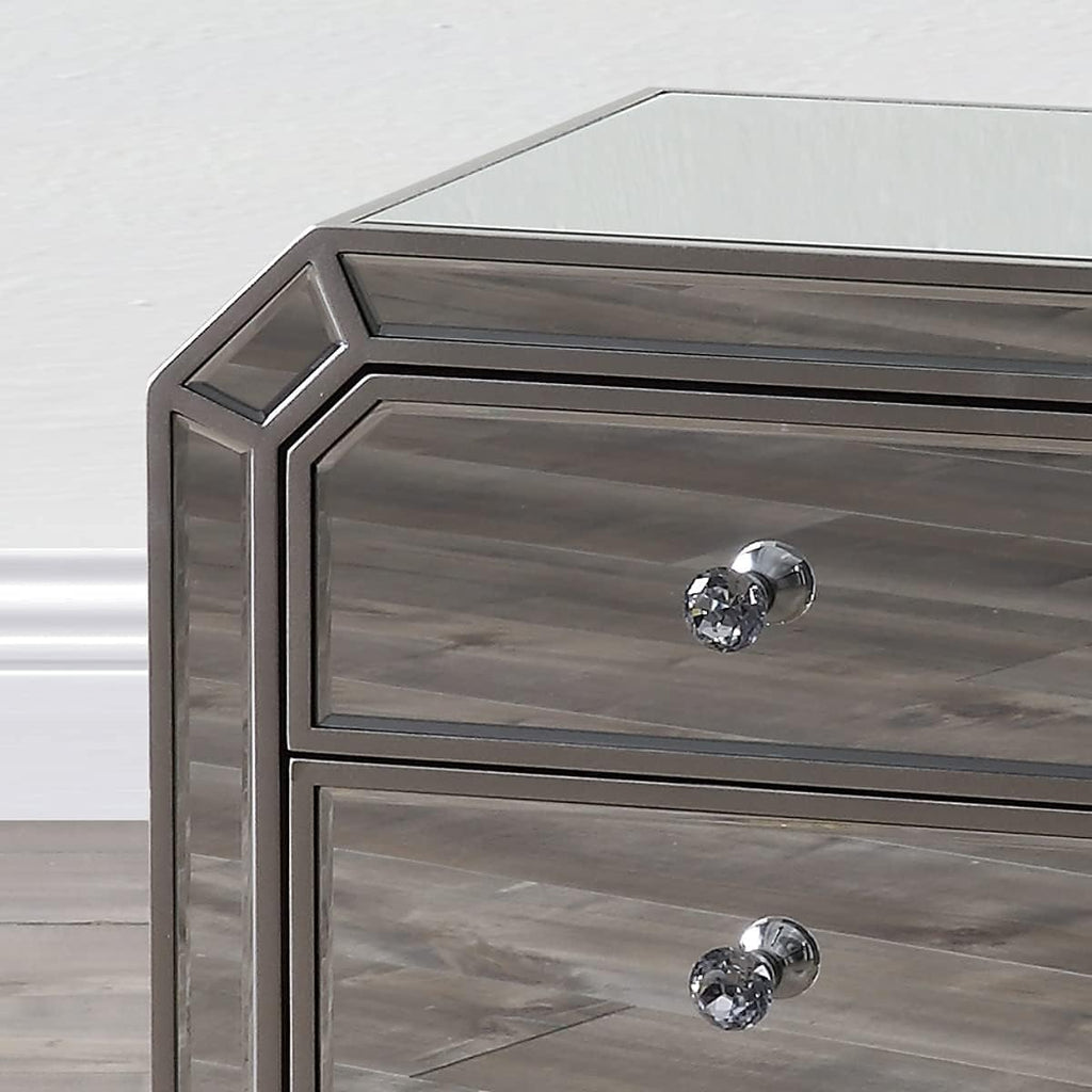 Mirrored Nightstand with 3-Drawers V3382