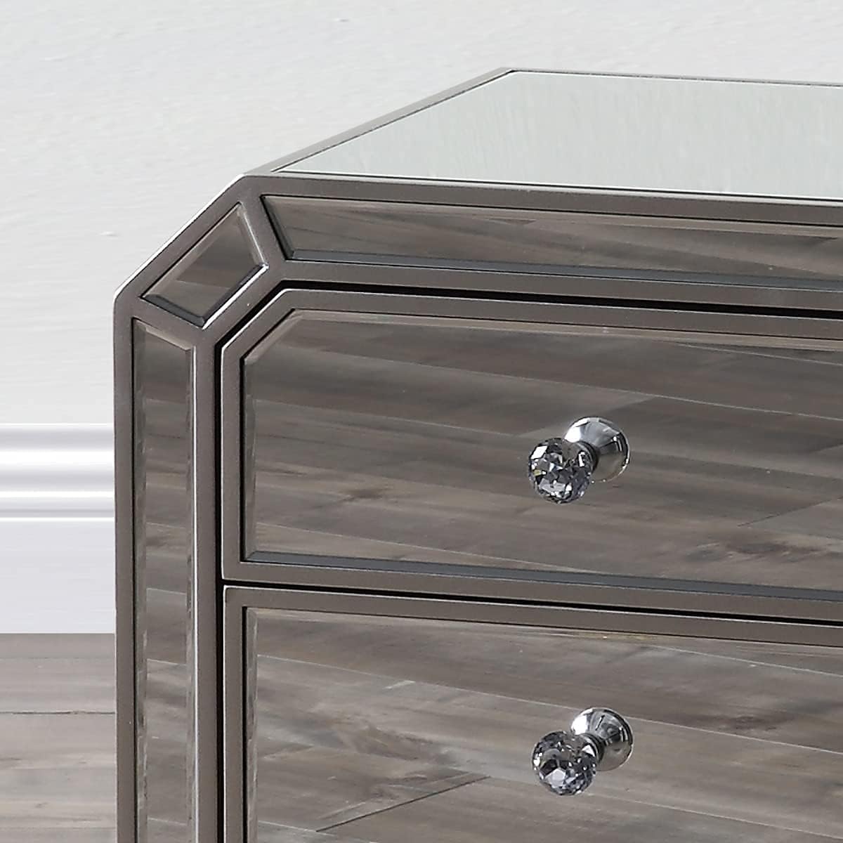 Mirrored Nightstand with 3-Drawers V3382