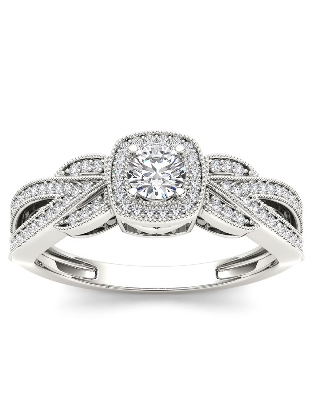 10k White Gold Halo Engagement Ring L684747
