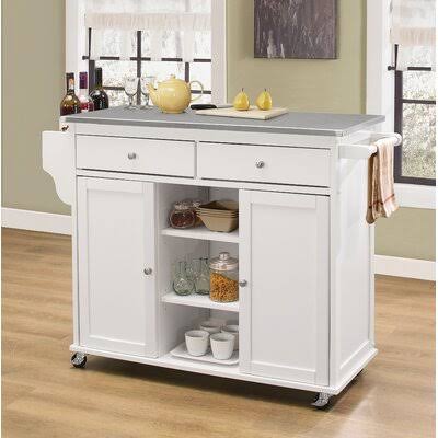 Stainless Steel White Kitchen Cart L7062