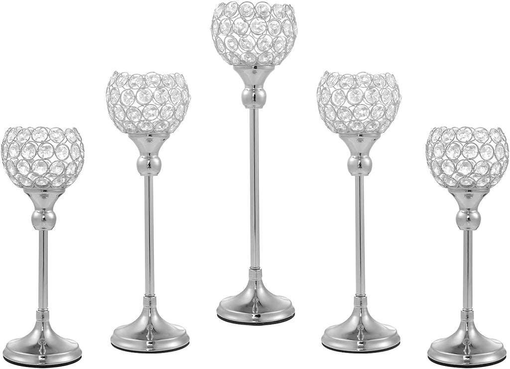 Gold Crystal Candle Holder, 5Pcs U104