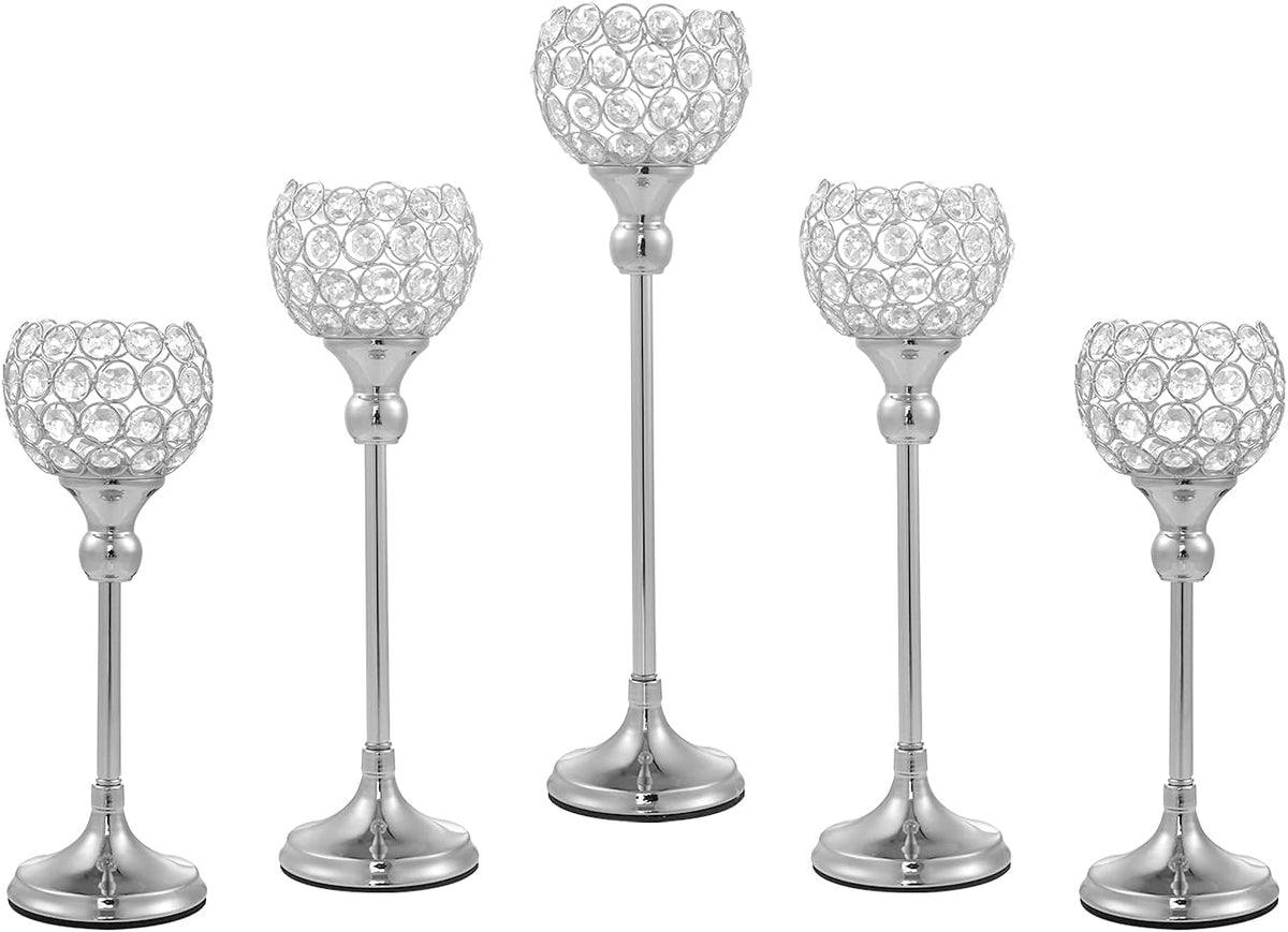 Gold Crystal Candle Holder, 5Pcs U104
