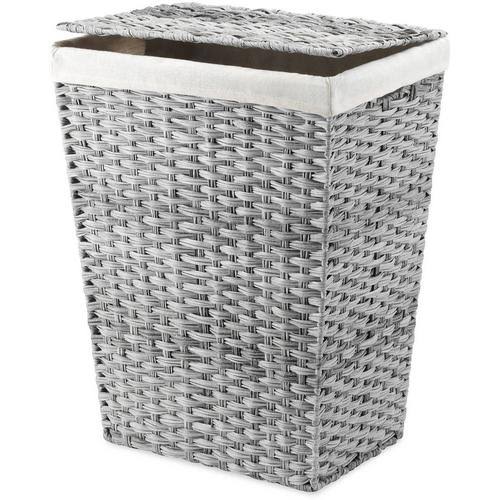 Grey Canvas Hamper with Lid L880664