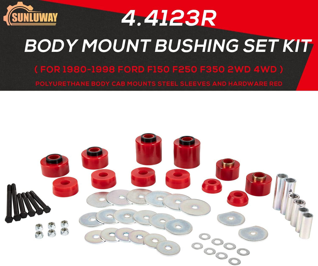 Red Polyurethane Body Mount Bushing Set Kit for Ford F150 F250 F350 R28123