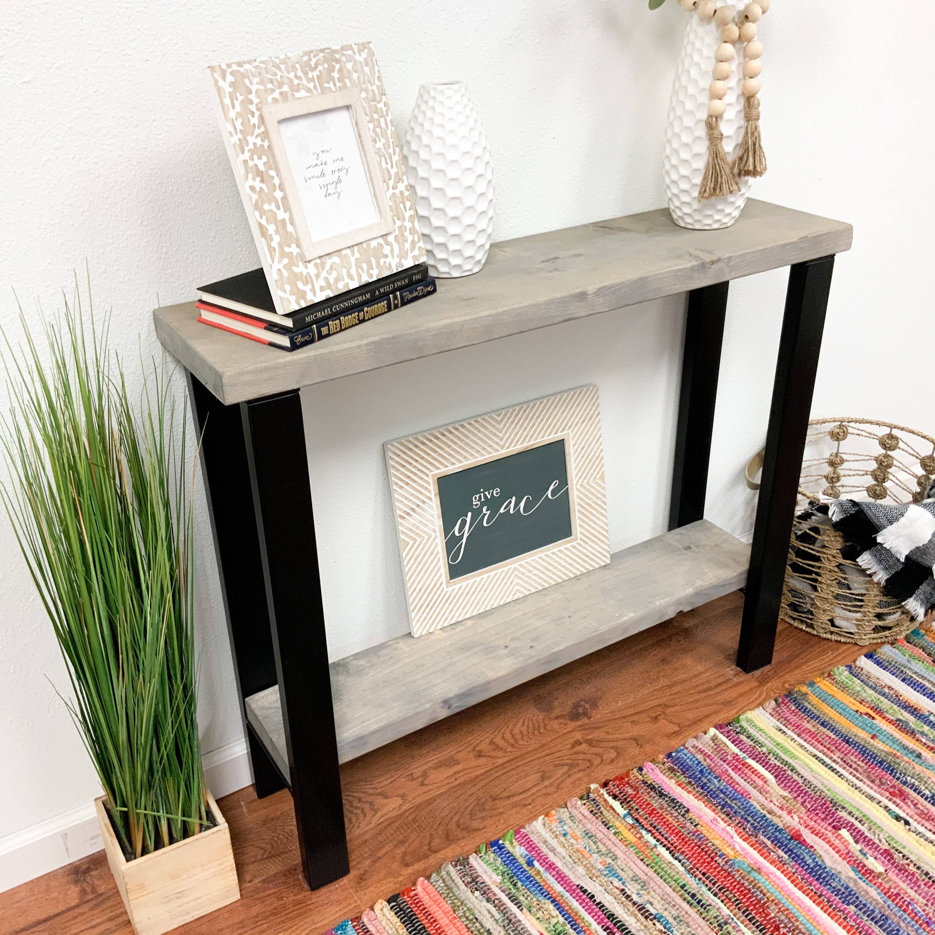 Dark Walnut Solid Wood Console Table L158