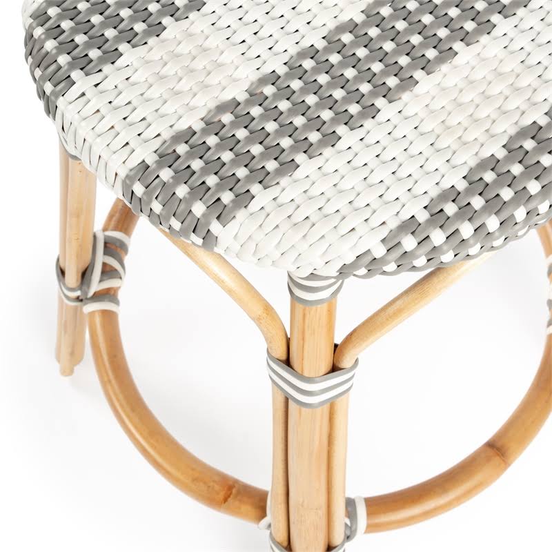 Grey & White Rattan Counter Stool M1050